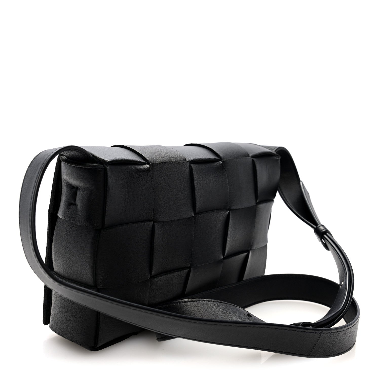 Bottega Veneta Lambskin Maxi Intreccio Small Cassette Crossbody Bag Black 3 of 9