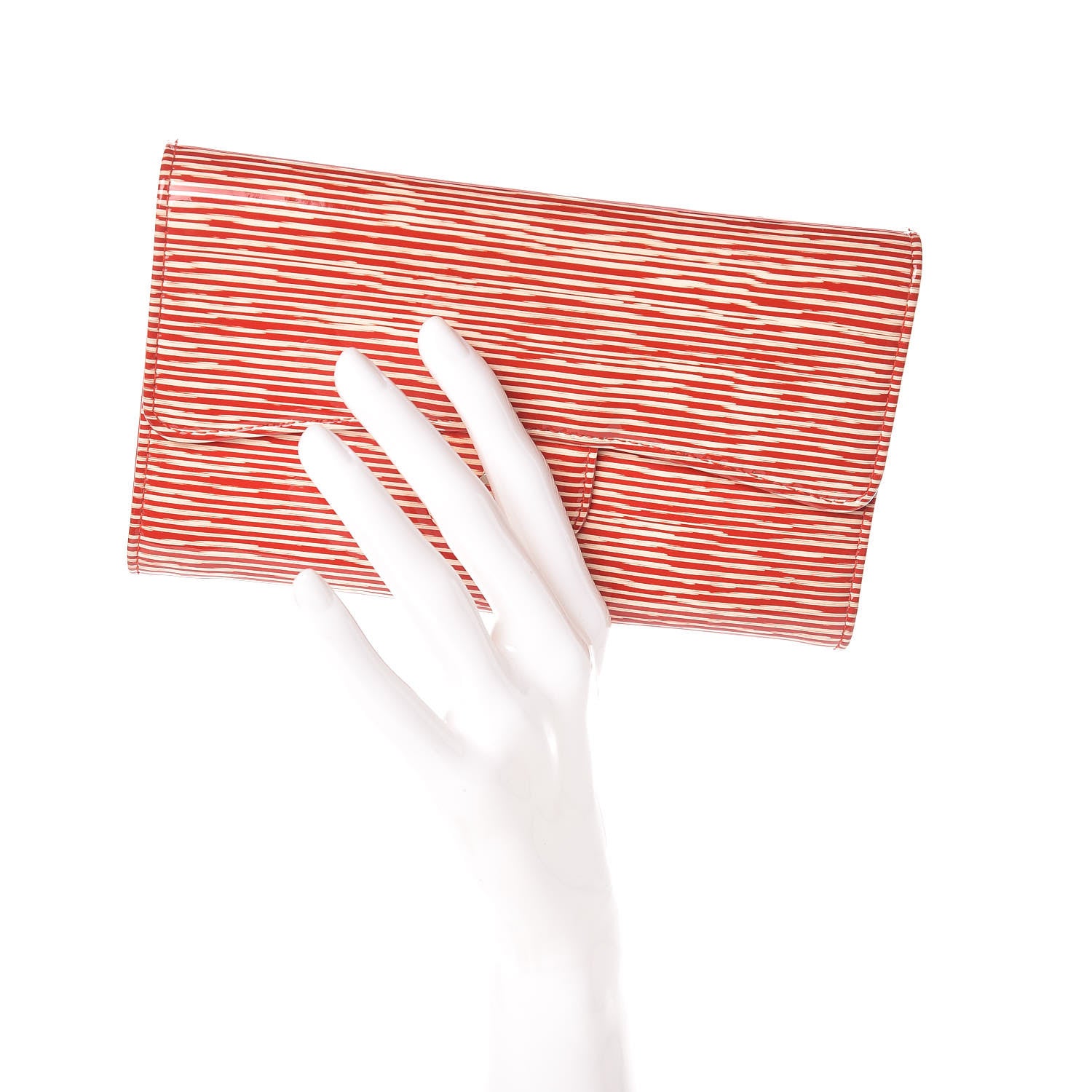 Chanel Patent Calfskin Striped Long Flap Wallet Red 2 of 9