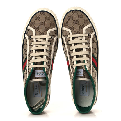Gucci GG Monogram Web Mens 1977 Tennis Sneakers 11 Beige Ebony Mystic White Vert 2 of 8
