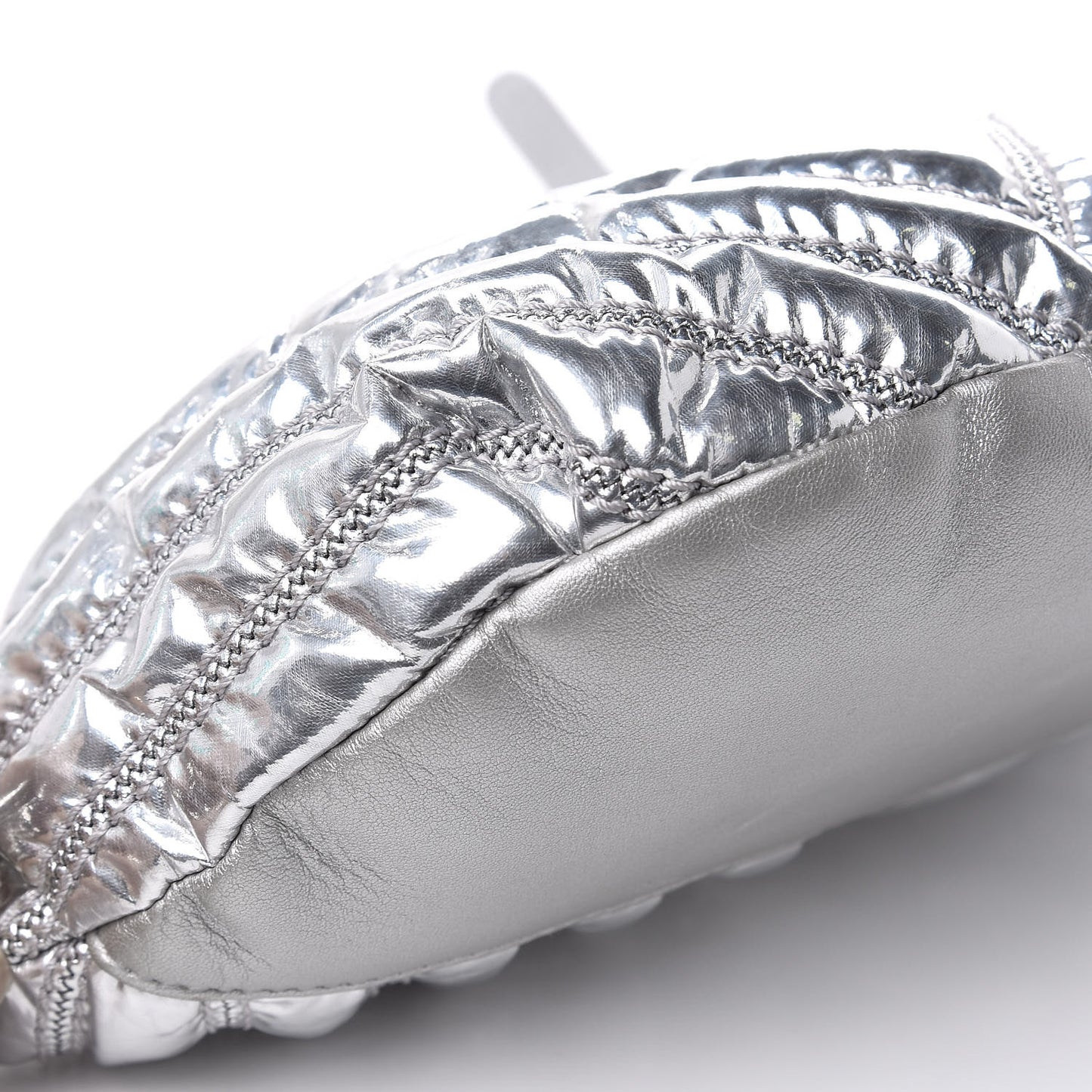 Metallic Lame Quilted Space Suit Waist Bag Silver