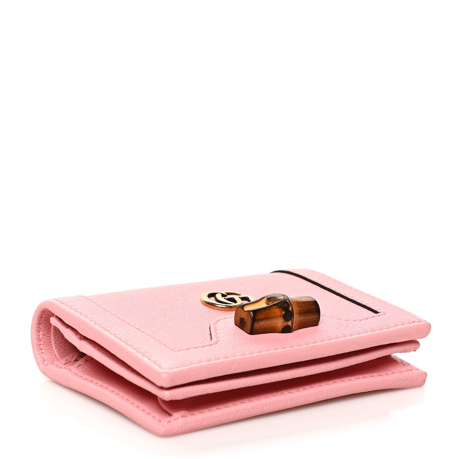 Gucci Wonka Grain Calfskin Diana Card Case Wallet Wild Rose 4 of 9