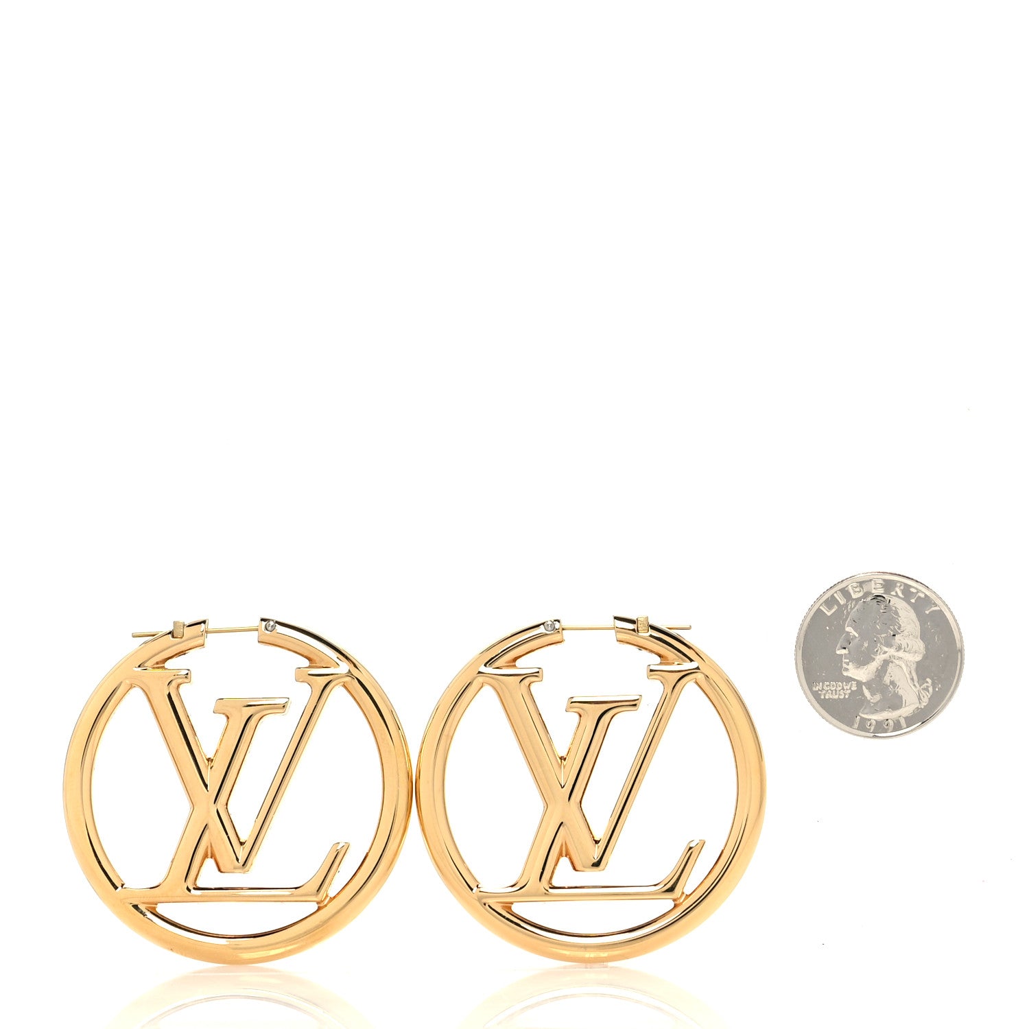 Louis Vuitton Metal Louise Hoop Earrings Gold 2 of 5