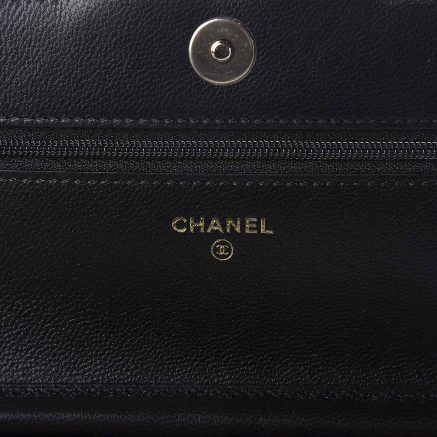 Goatskin Quilted Timeless CC Wallet On Chain WOC Black