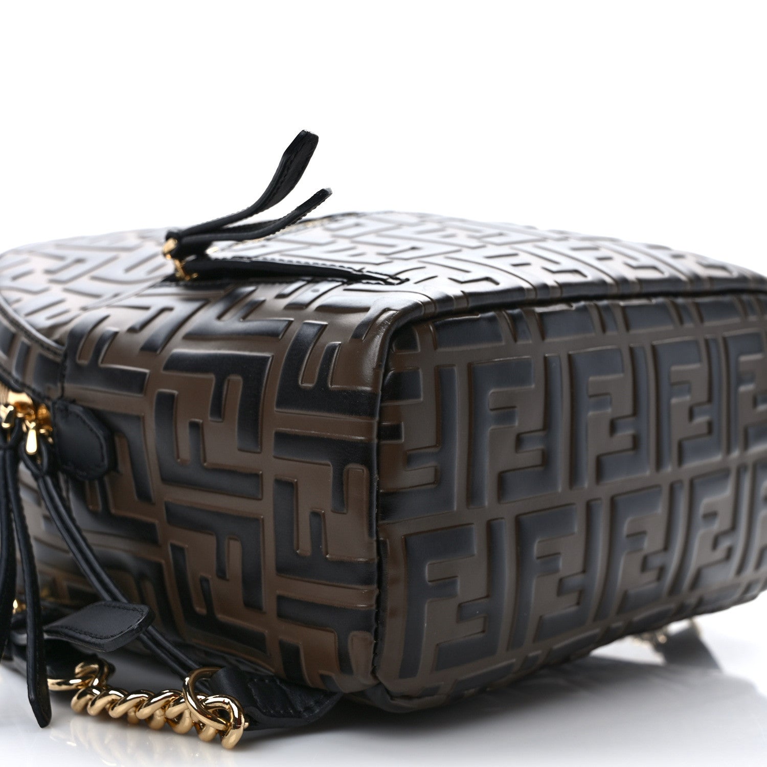 Fendi Vitello Bi-Color FF 1974 Embossed Mini Backpack Maya Black 8 of 9
