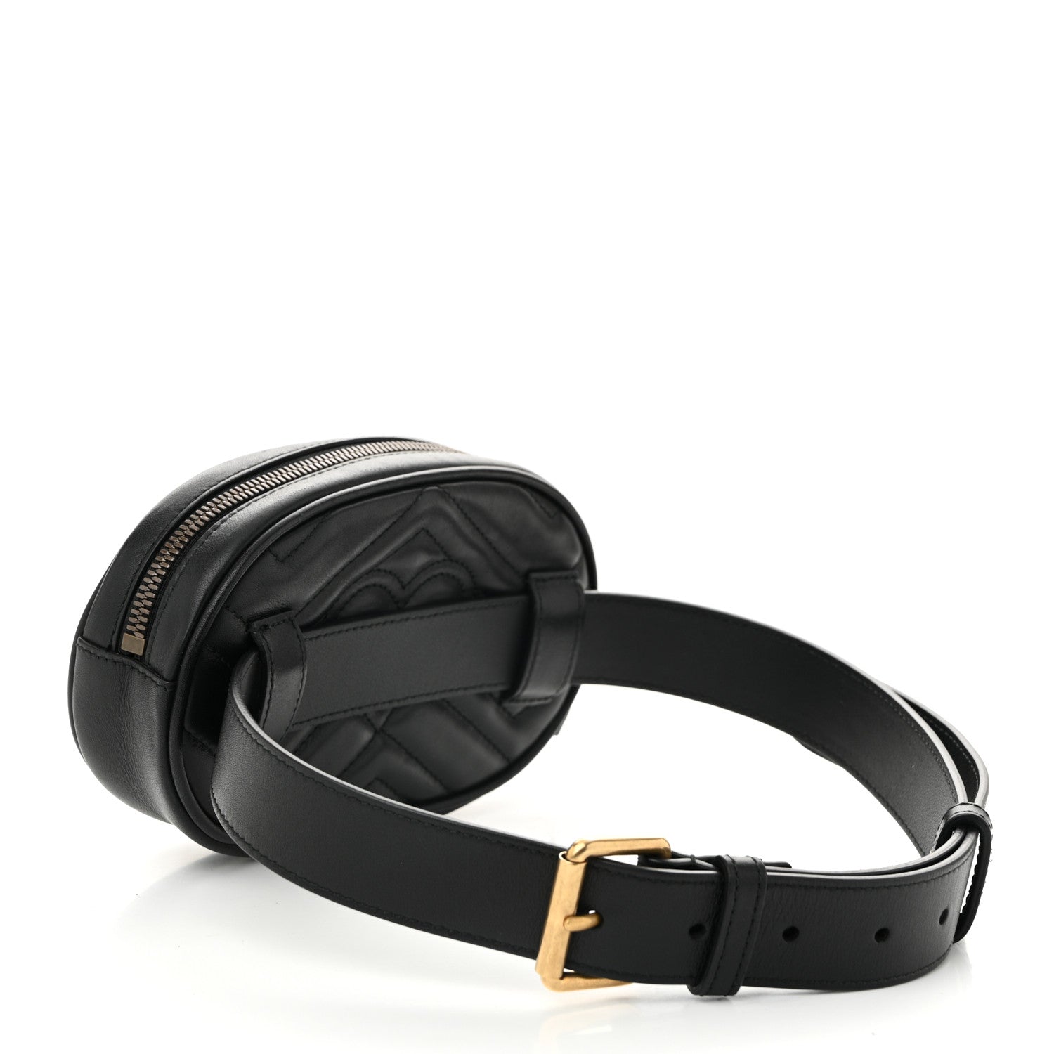 Gucci Calfskin Matelasse GG Marmont Belt Bag 75 30 Black 3 of 10
