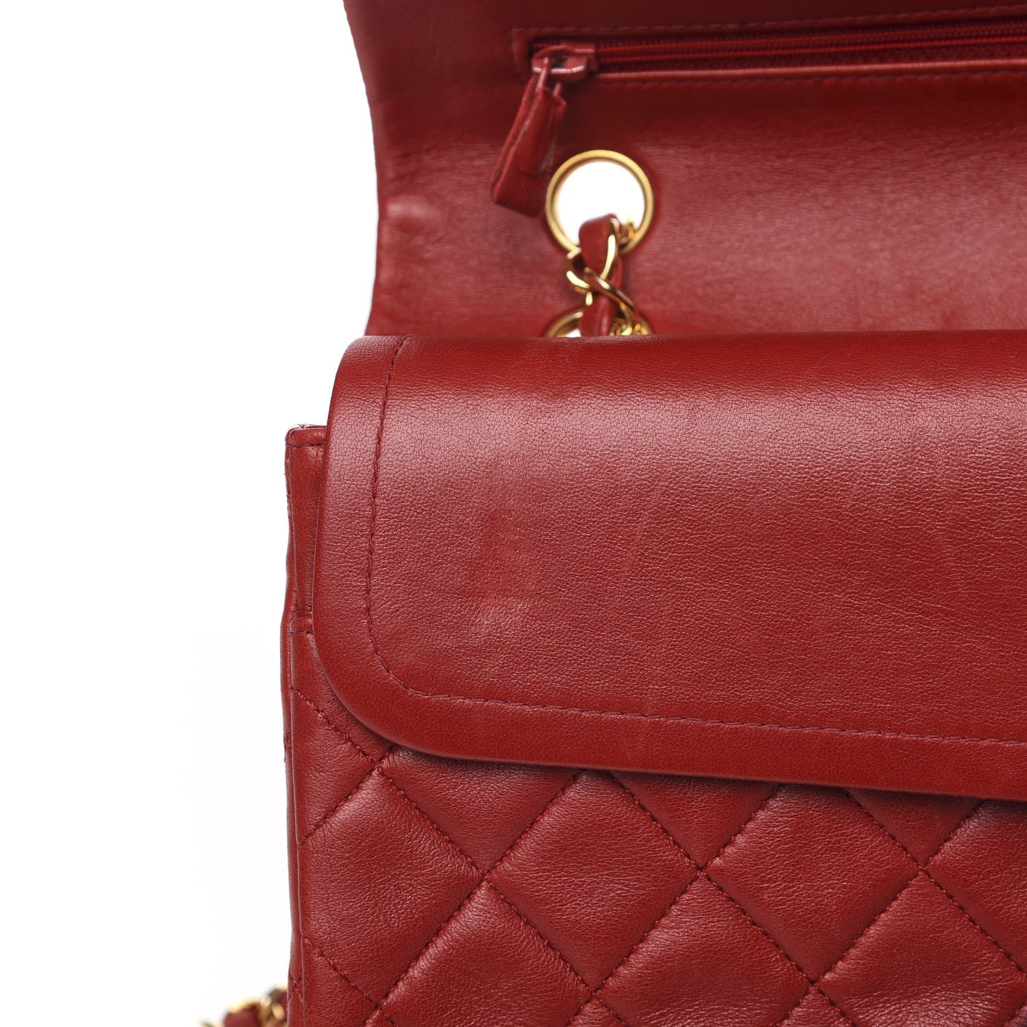 Chanel Lambskin Quilted Medium Double Flap Red 13 of 17