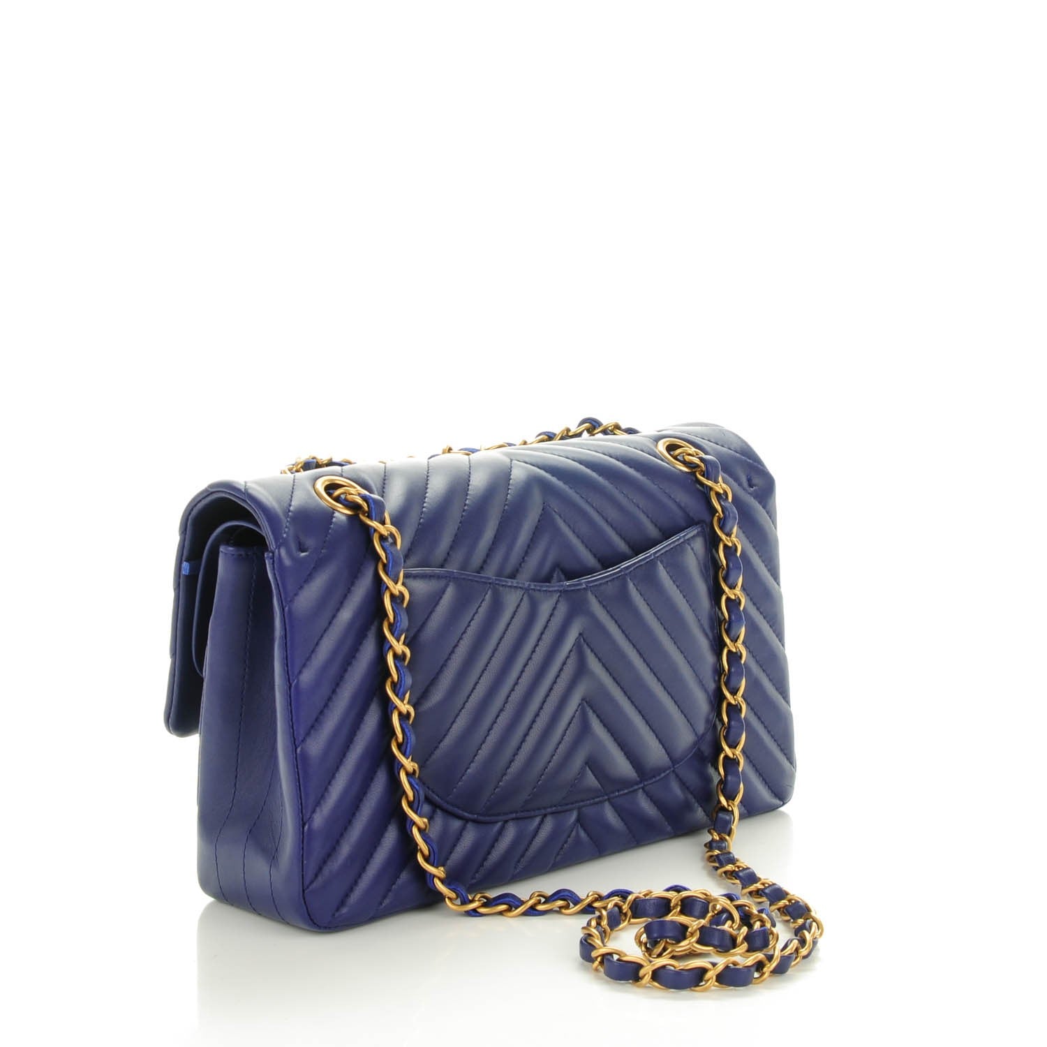 Chanel Lambskin Chevron Quilted Medium Double Flap Blue 3 of 7