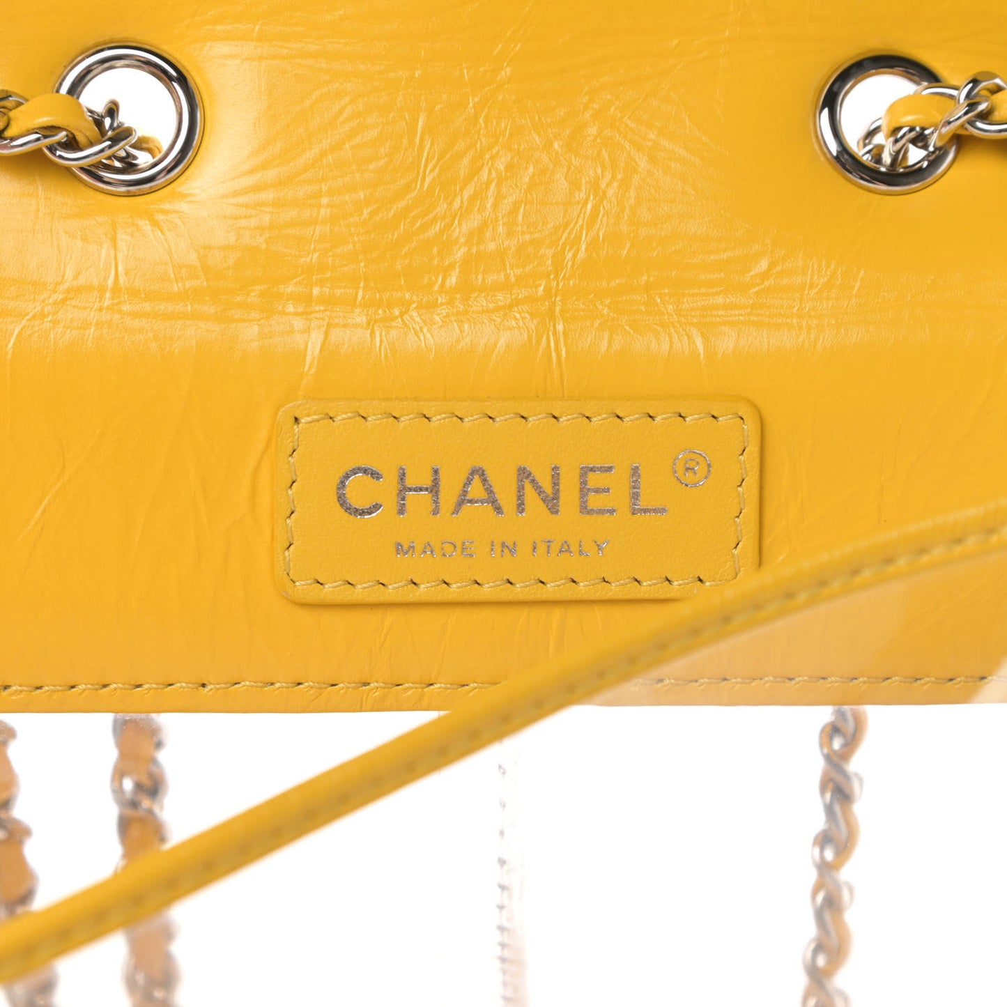 Crumpled Calfskin PVC Quilted Flap Yellow