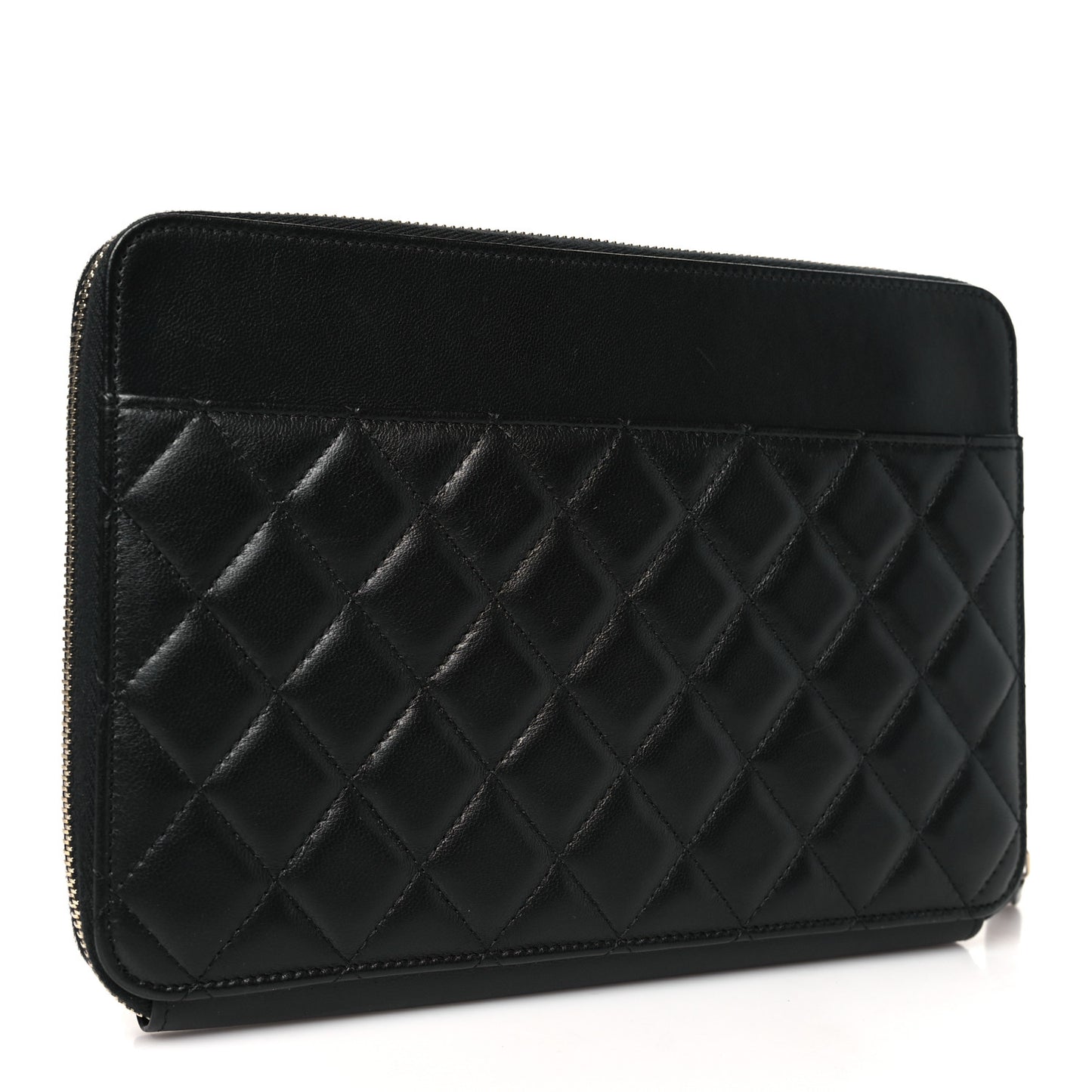 Lambskin Quilted Travel Case Black