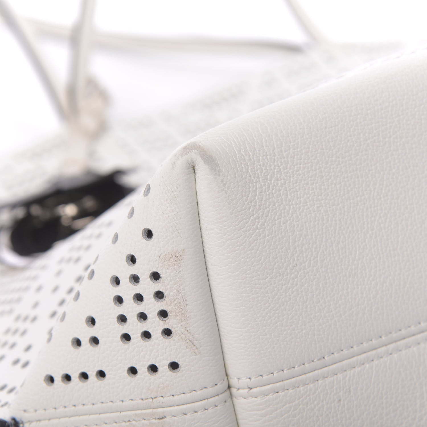 Christian Dior Calfskin Perforated Cannage Dioriva Tote White 9 of 13