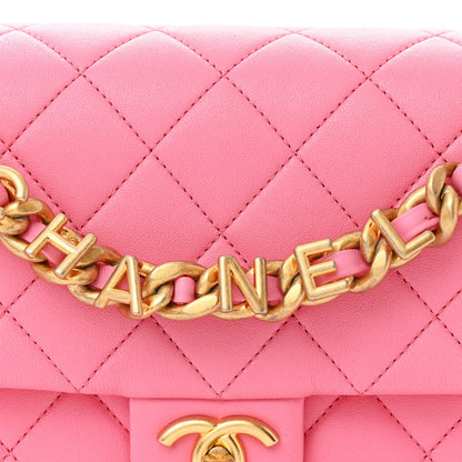 Chanel Lambskin Quilted Chaine Lettre Flap Pink 8 of 11