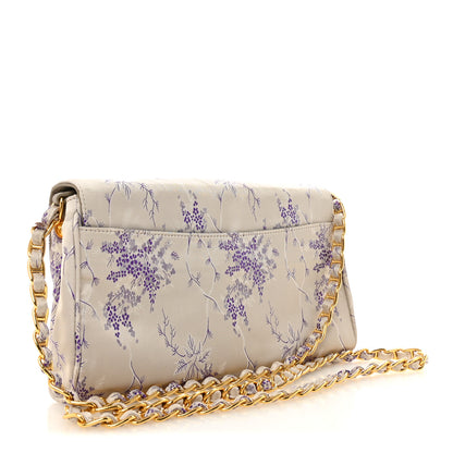 Prada Tessuto Nylon Jacquard Floral Print Shoulder Bag Glicine 3 of 15