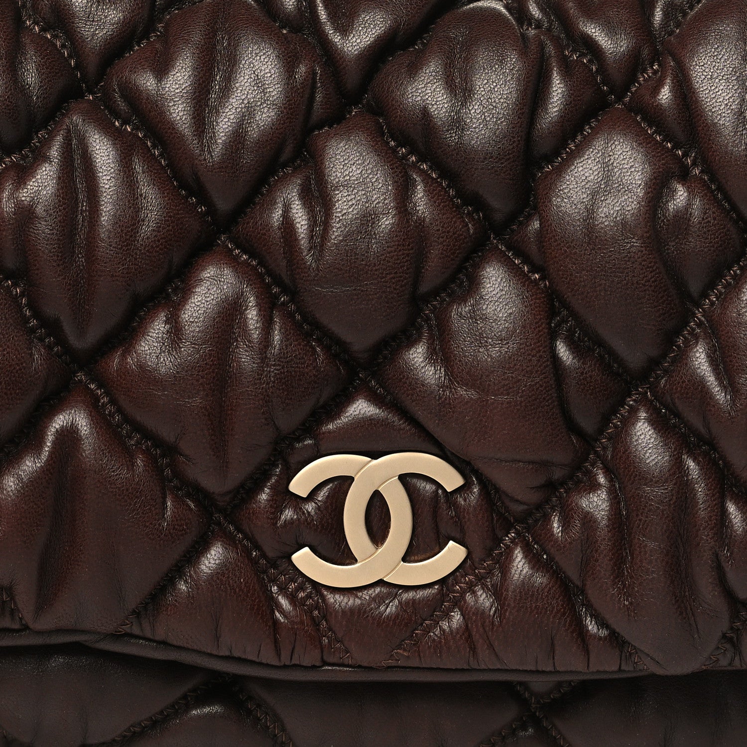 Chanel Lambskin Bubble Quilt Accordion Flap Dark Brown 8 of 10