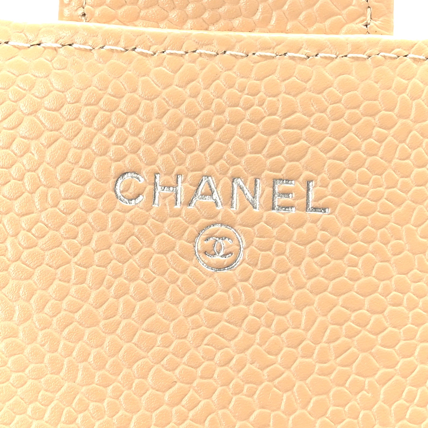 Caviar Quilted Large Gusset Flap Wallet Beige
