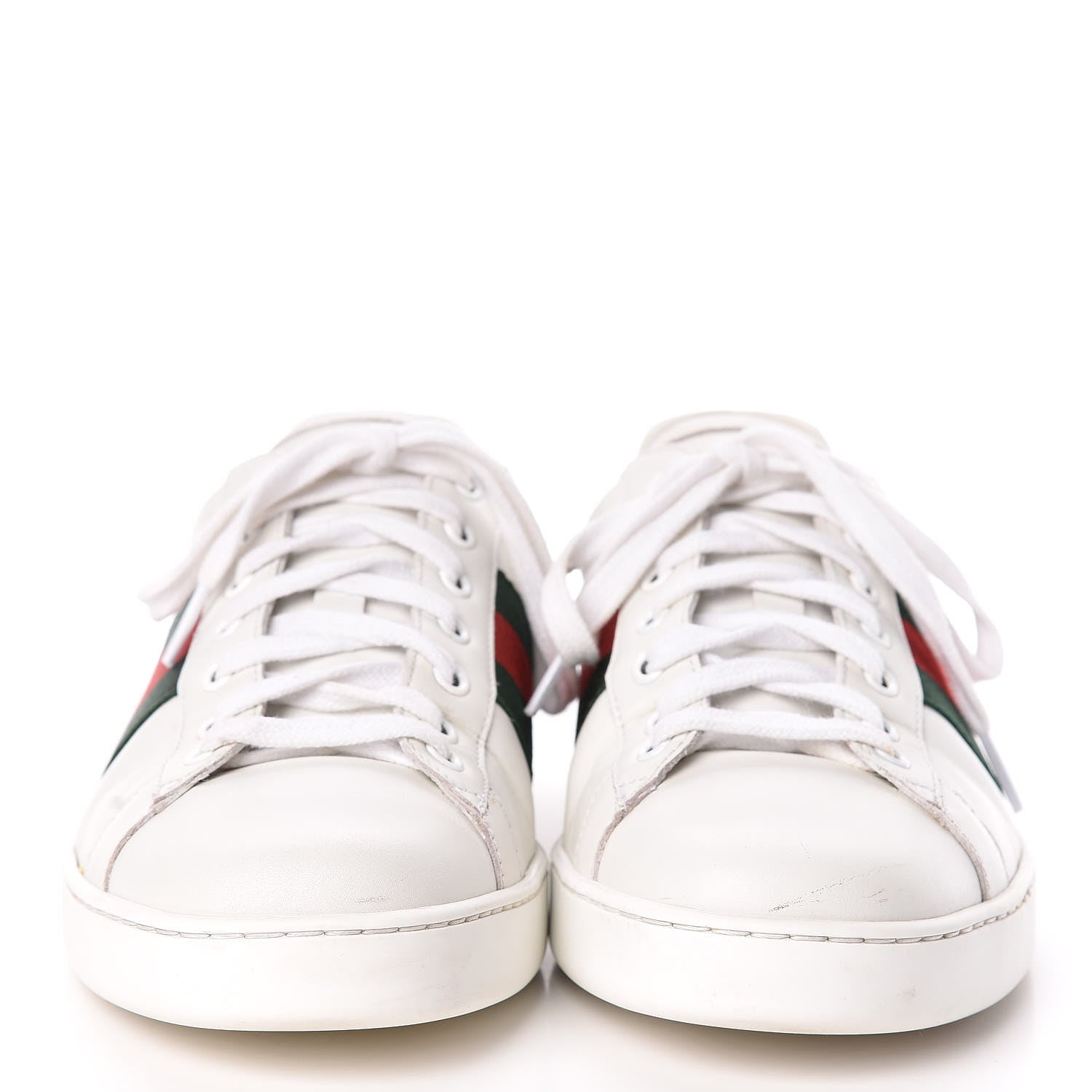 Gucci Calfskin Crocodile Web Mens Ace Sneakers 9 White Green 2 of 14