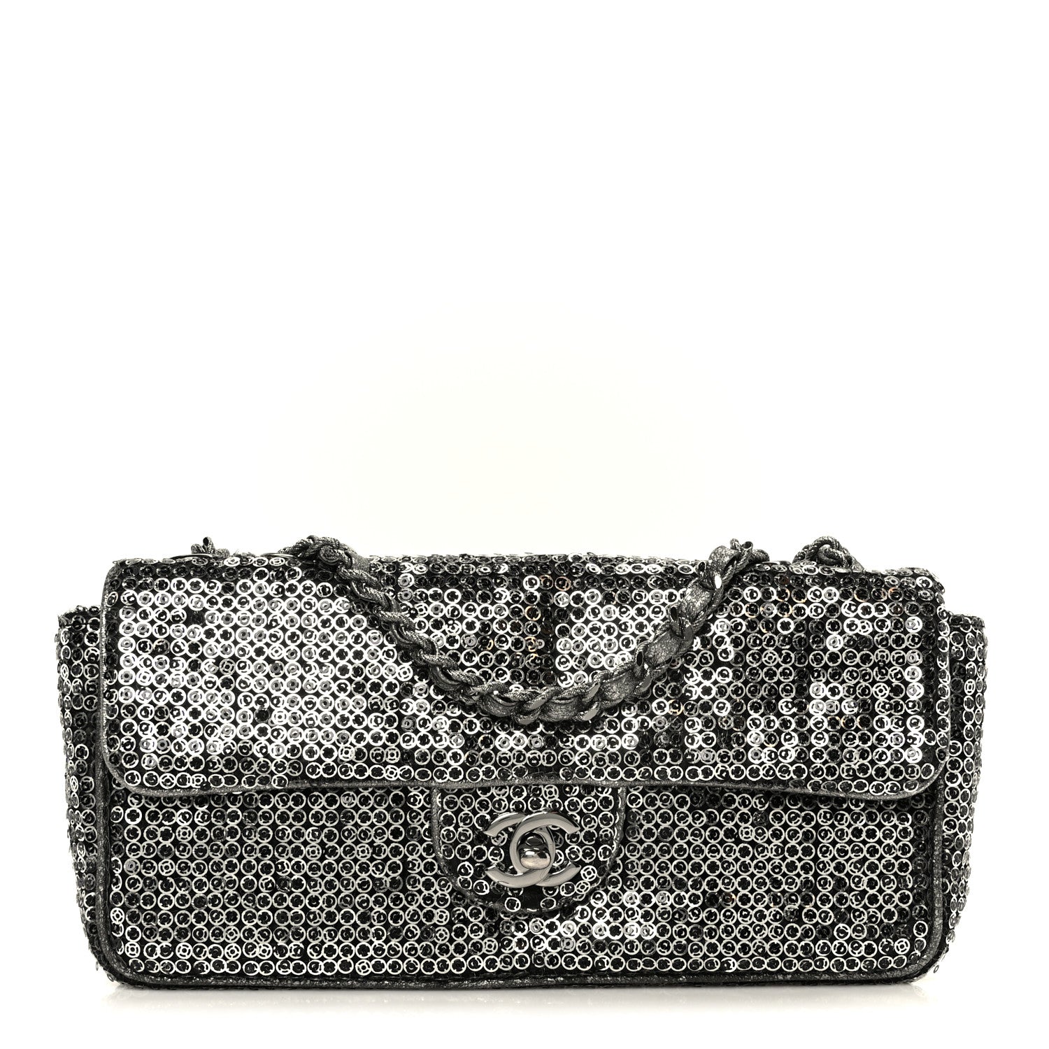 Chanel Sequin East West Flap Dark Silver 1 of 11
