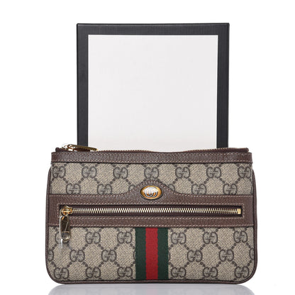 Gucci GG Supreme Monogram Web Small Ophidia Pouch Clutch Beige New Acero 8 of 8