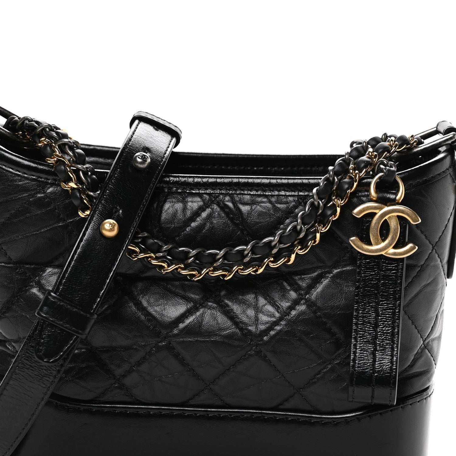 Chanel Aged Calfskin Quilted Small Gabrielle Hobo Black 8 of 10