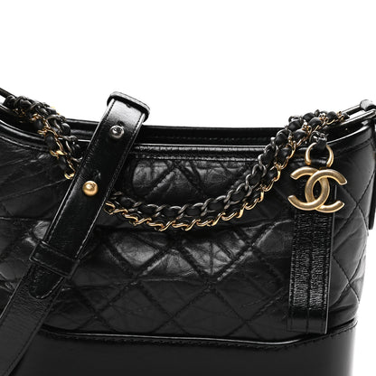 Chanel Aged Calfskin Quilted Small Gabrielle Hobo Black 8 of 10