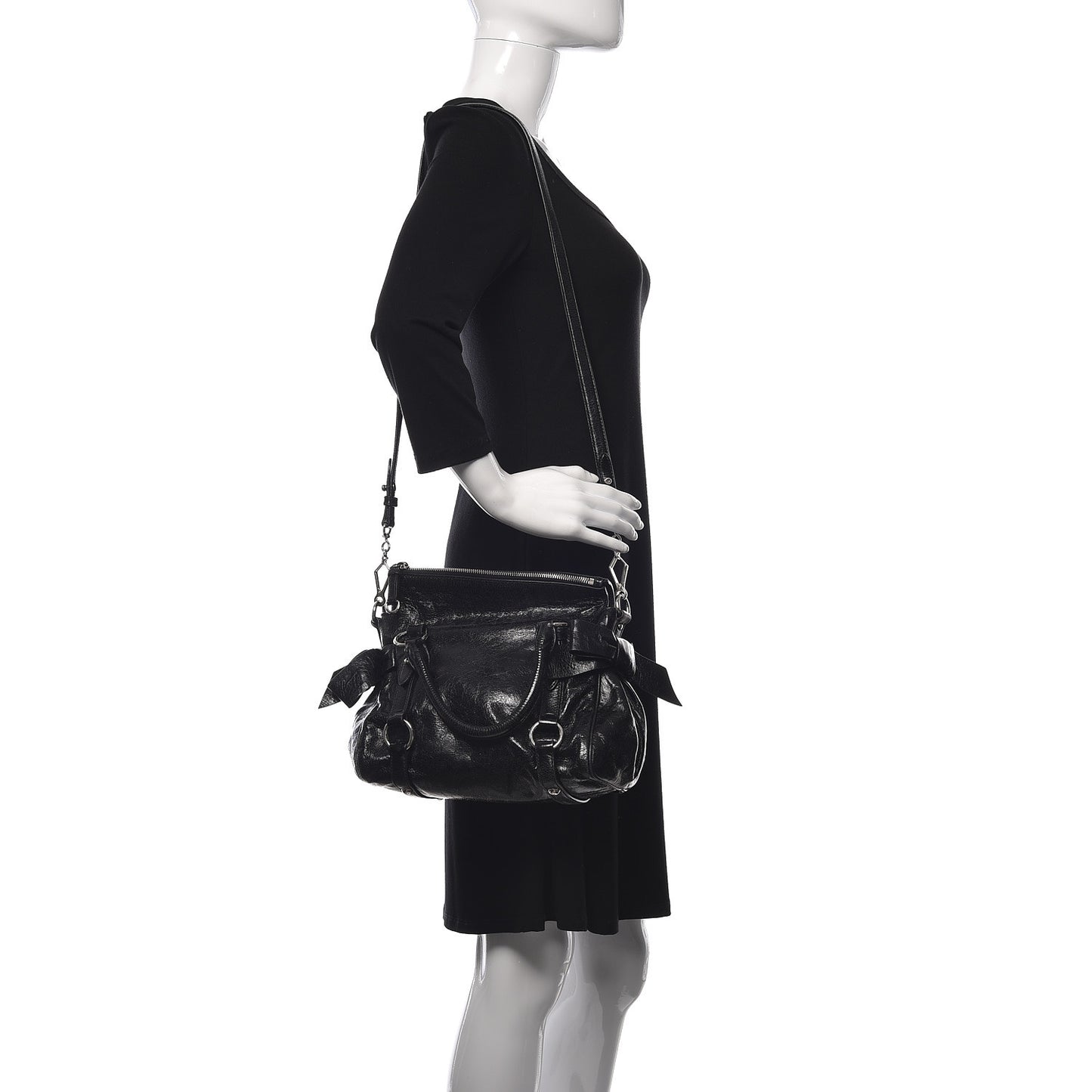 Vitello Lux Mini Bow Bag Black