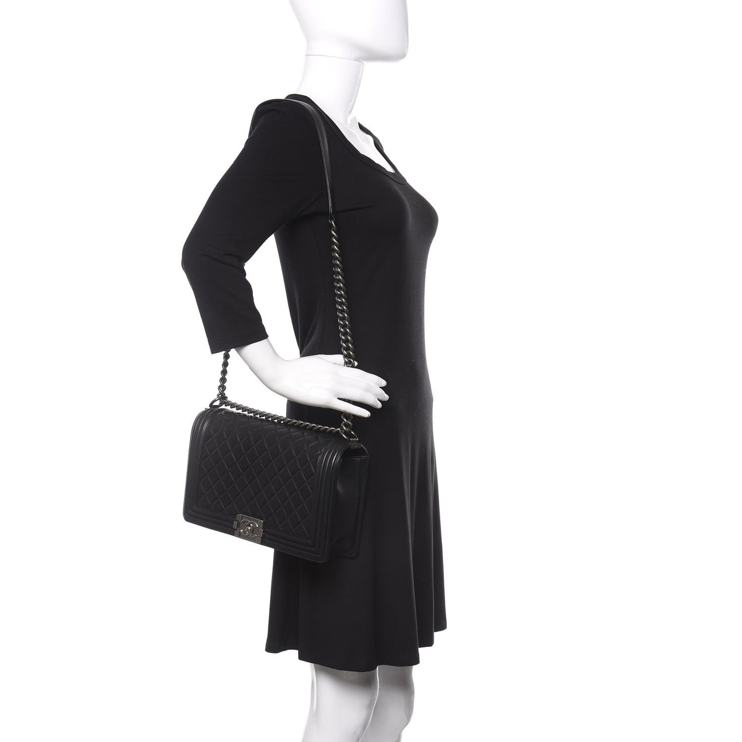 Metallic Calfskin Quilted New Medium Boy Flap Black