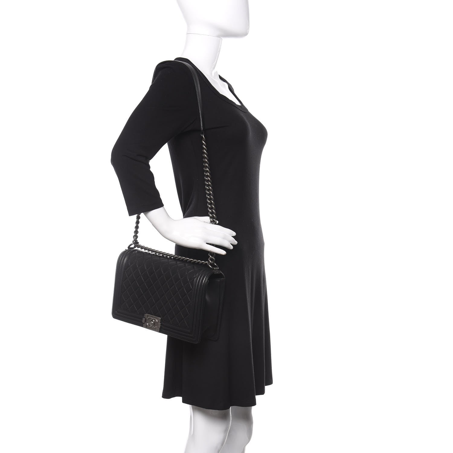 Chanel Metallic Calfskin Quilted New Medium Boy Flap Black 2 of 13