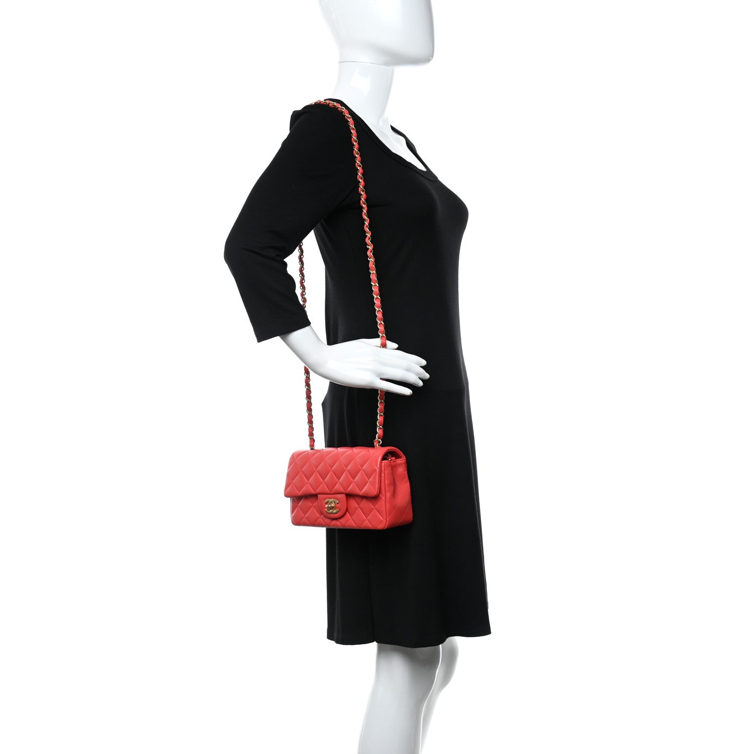 Chanel Lambskin Quilted Mini Rectangular Flap Red 2 of 9