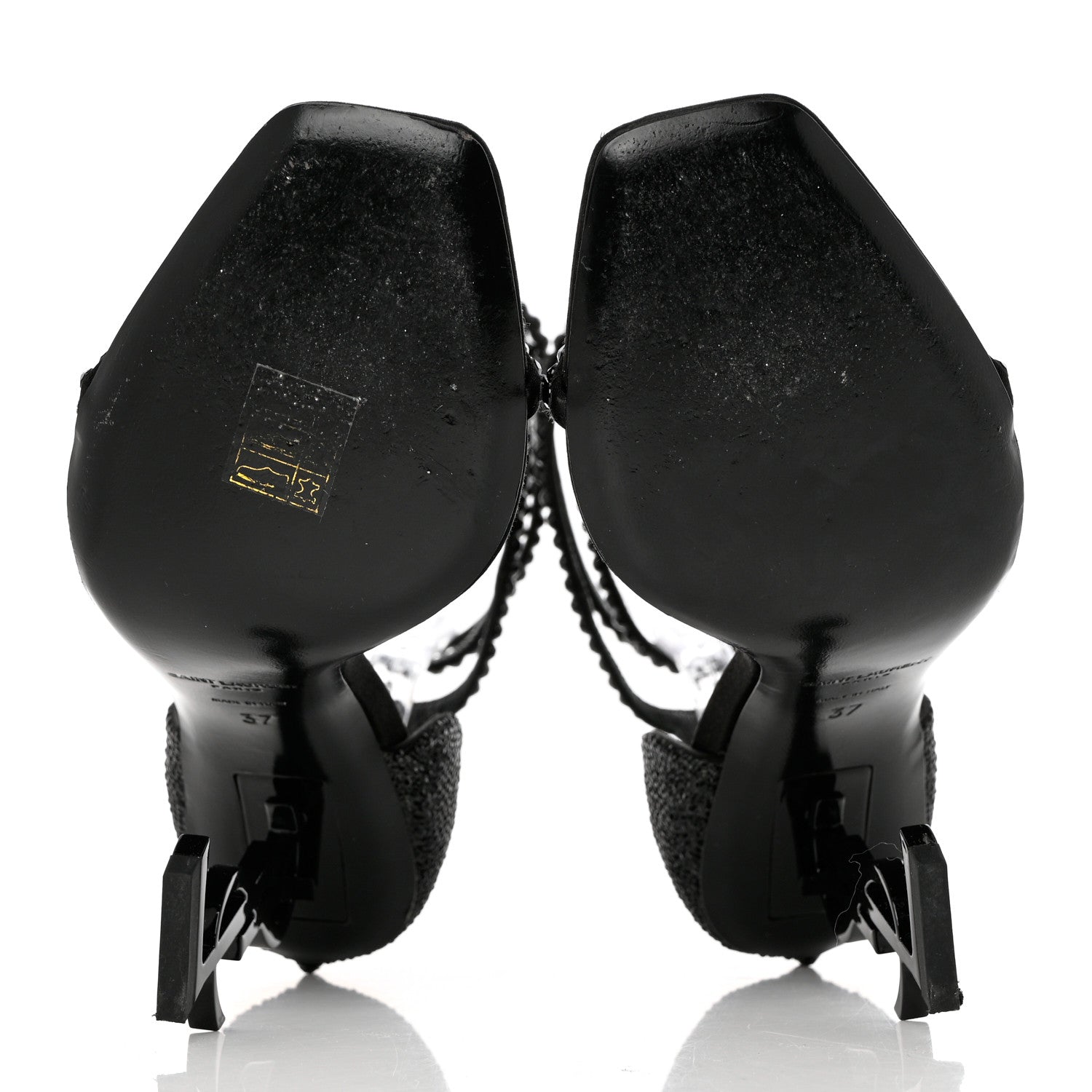 Saint Laurent Satin Crystal Opyum Sandals 37 Black 5 of 8