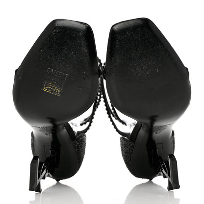Saint Laurent Satin Crystal Opyum Sandals 37 Black 5 of 8