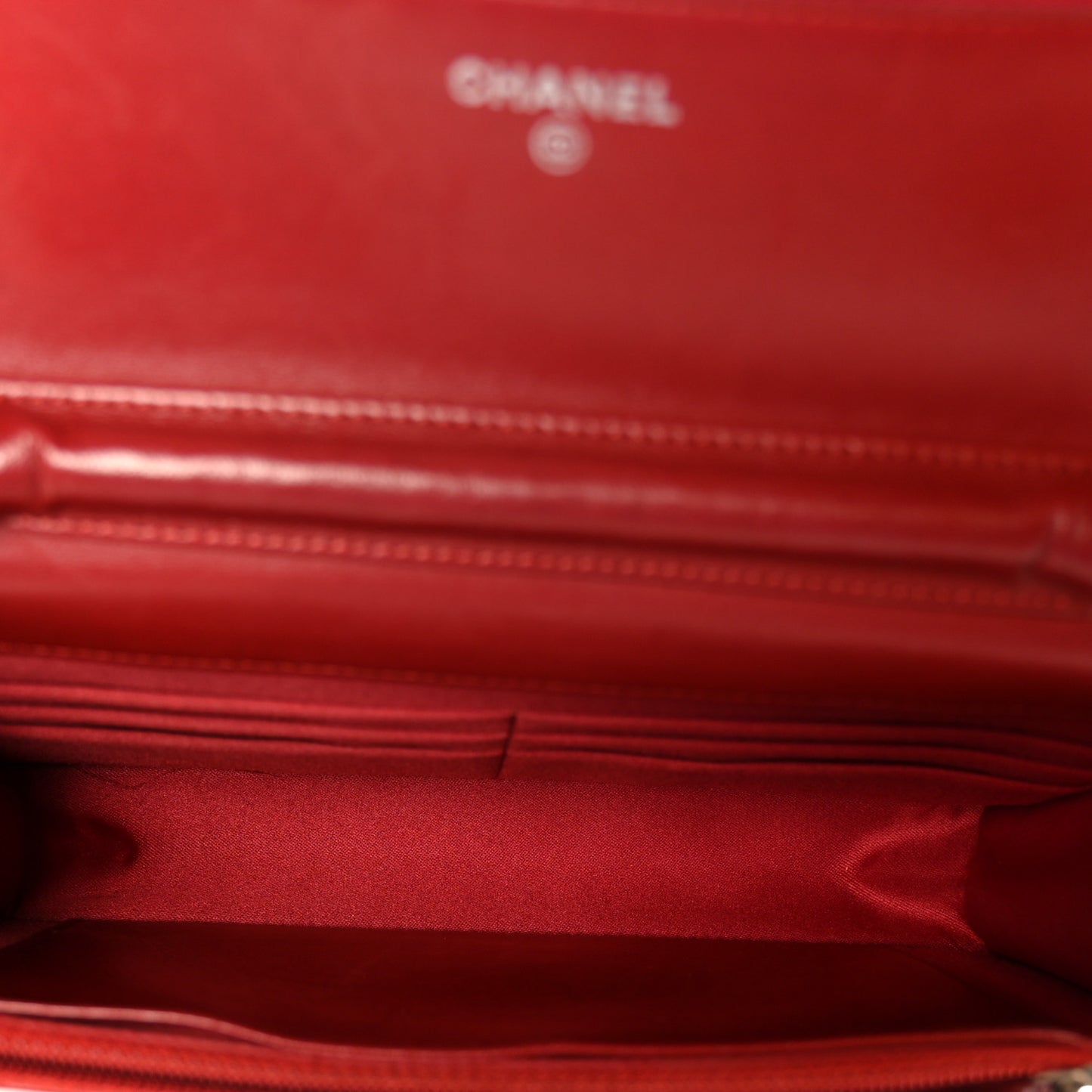 Lambskin Camellia Embossed Wallet on Chain WOC Red