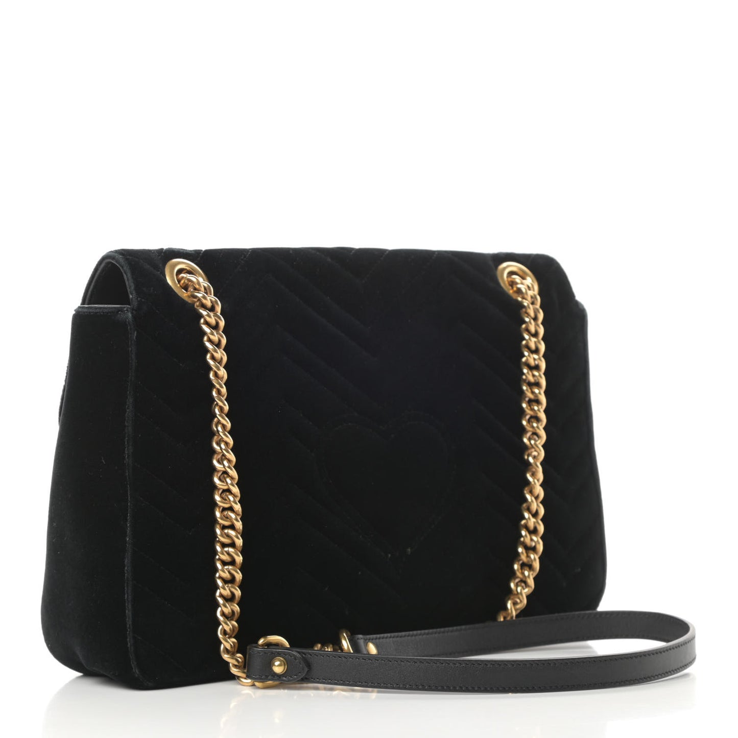 Velvet Matelasse Medium GG Marmont Shoulder Bag Black