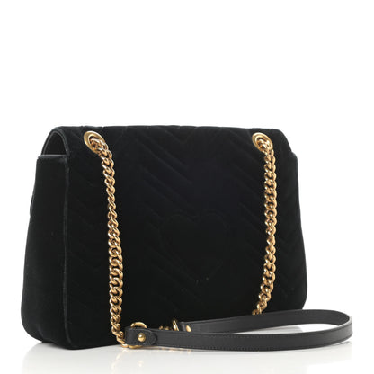 Gucci Velvet Matelasse Medium GG Marmont Shoulder Bag Black 3 of 16