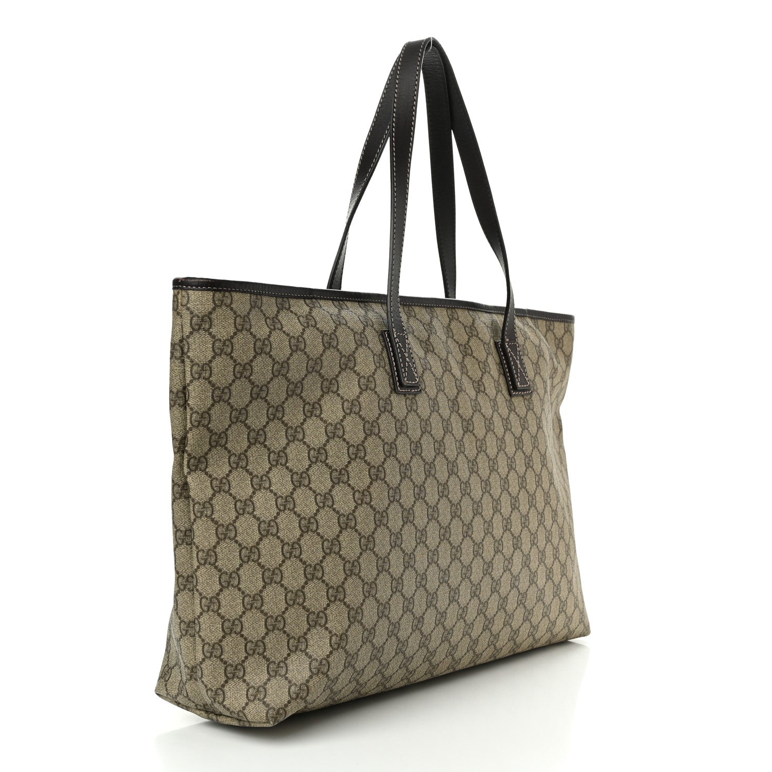 Gucci GG Supreme Monogram Large Zippered Shopping Tote Brown 3 of 15