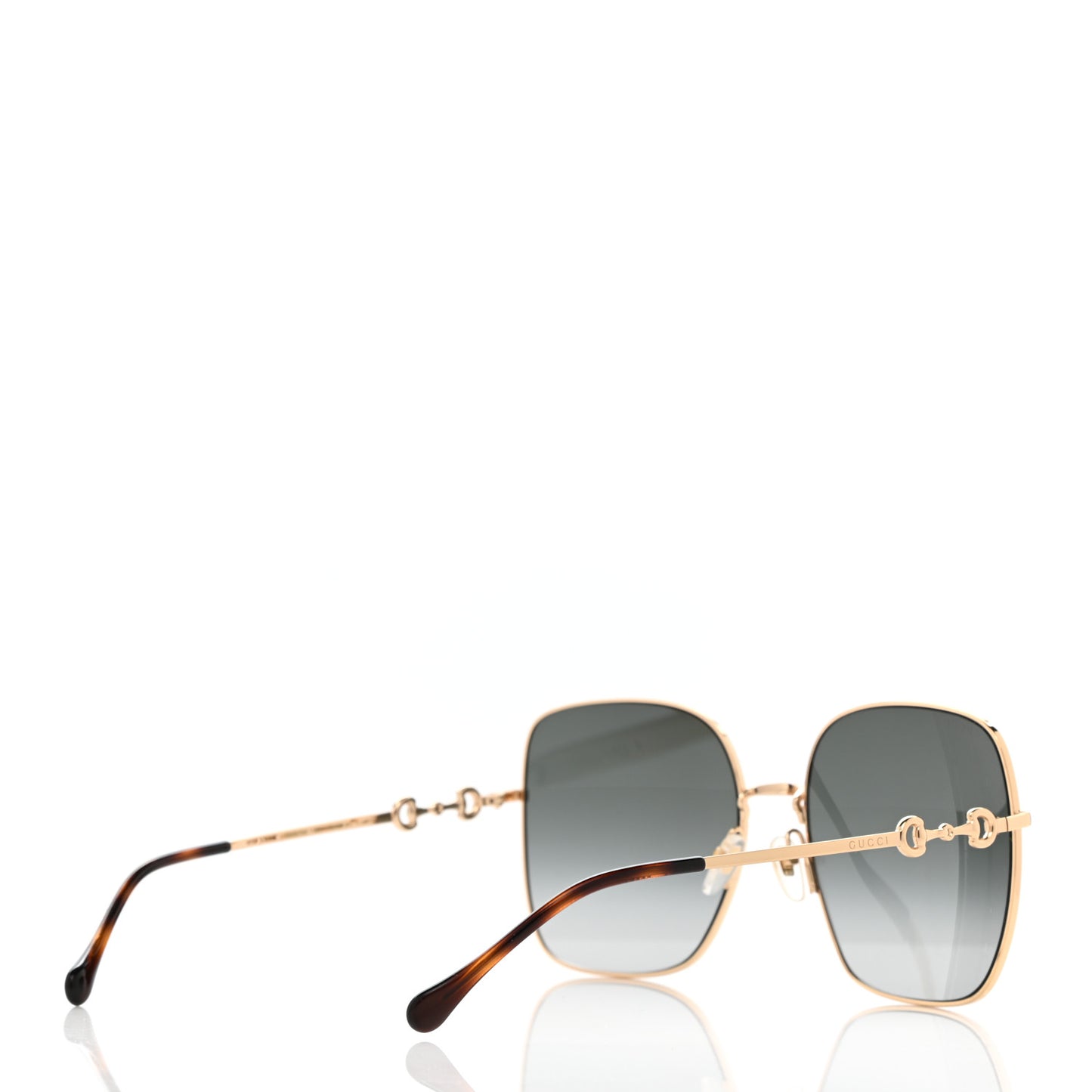 Metal Horsebit Square Frame Sunglasses GG0879S Gold