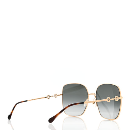 Gucci Metal Horsebit Square Frame Sunglasses GG0879S Gold 3 of 8