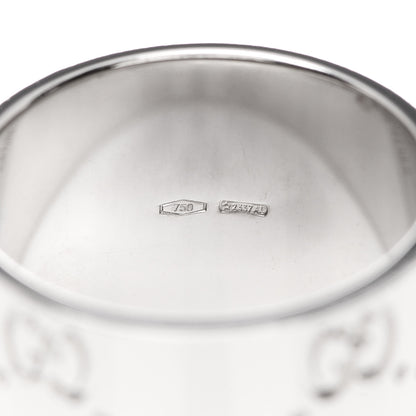 Gucci 18K White Gold 14mm Icon Wide Band Ring 51 5.75 5 of 6