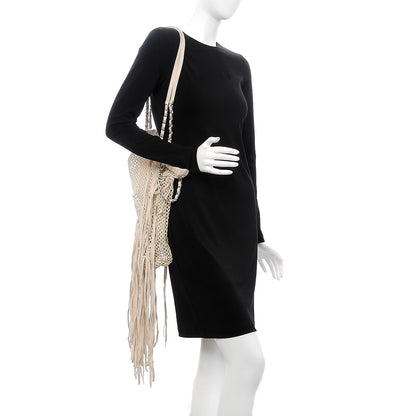 Chanel Calfskin Fringe Large La Madrague Tote Dark White 2 of 8