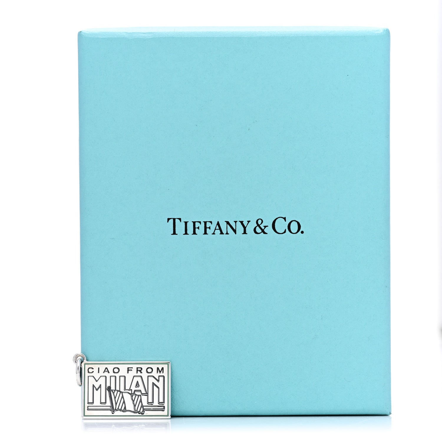 Tiffany Sterling Silver Enamel Milan Postcard Charm Blue 5 of 5