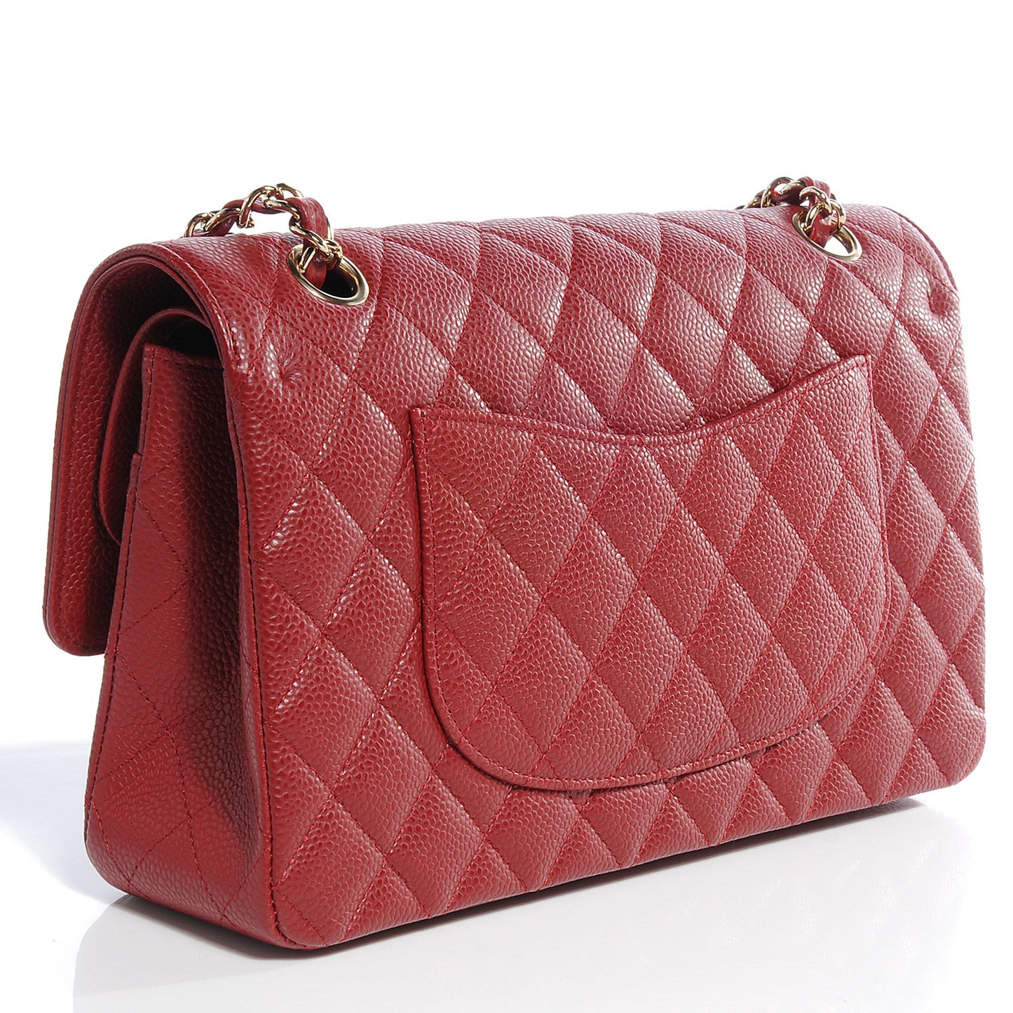 Caviar Quilted Medium Double Flap Red