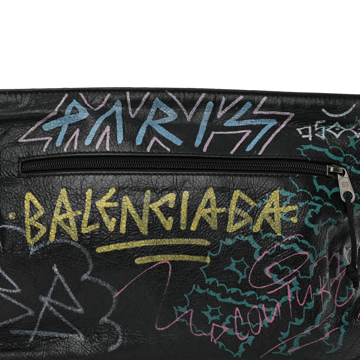 Agneau Arena Graffiti All Over Zip Pouch Black Multicolor