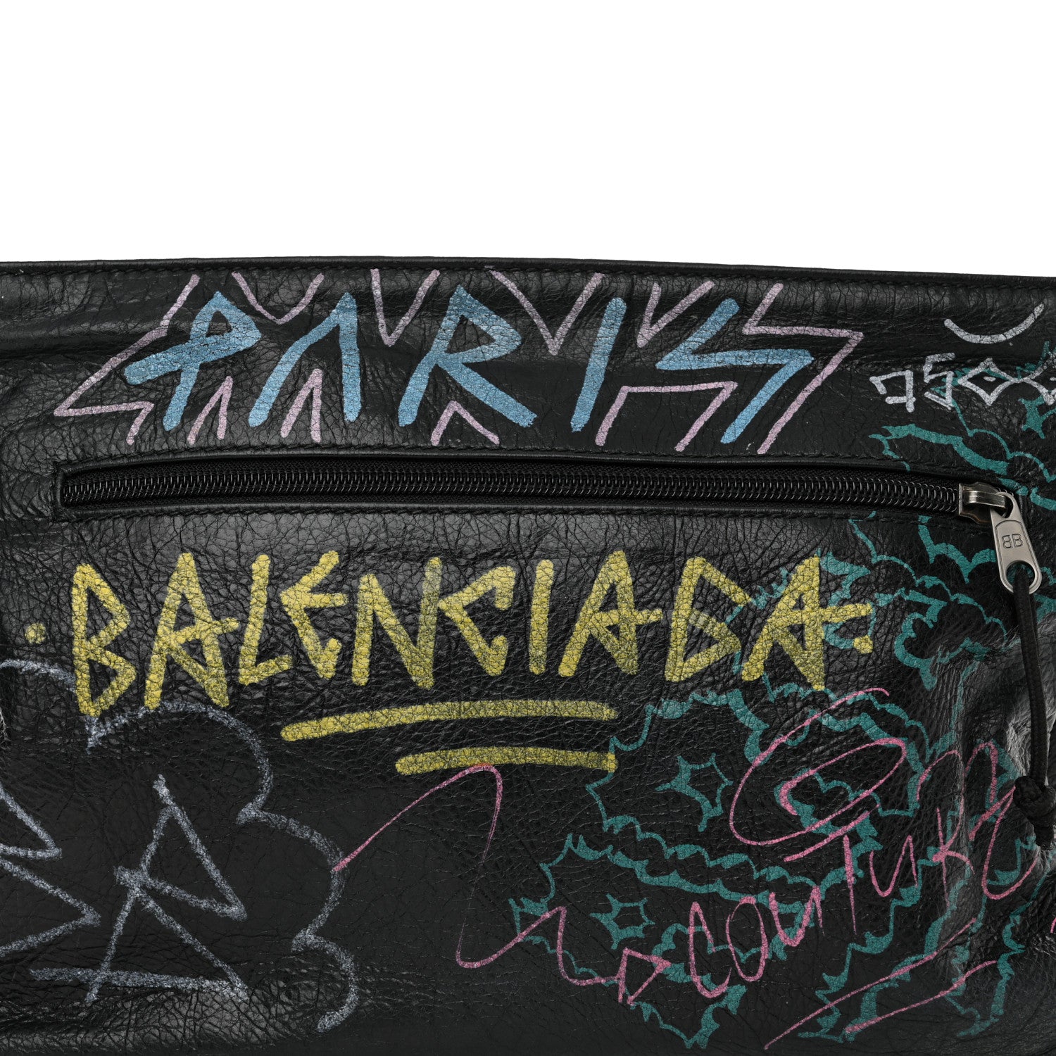 Balenciaga Agneau Arena Graffiti All Over Zip Pouch Black Multicolor 8 of 12