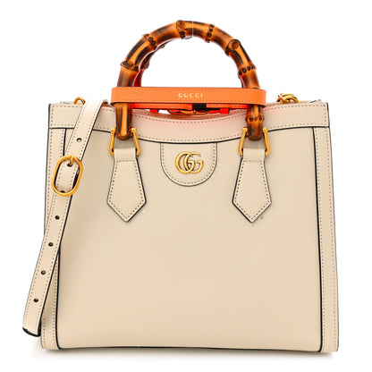 Gucci Wonka Grain Calfskin Small Diana Tote Bag Mystic White Orange Fluo 1 of 22