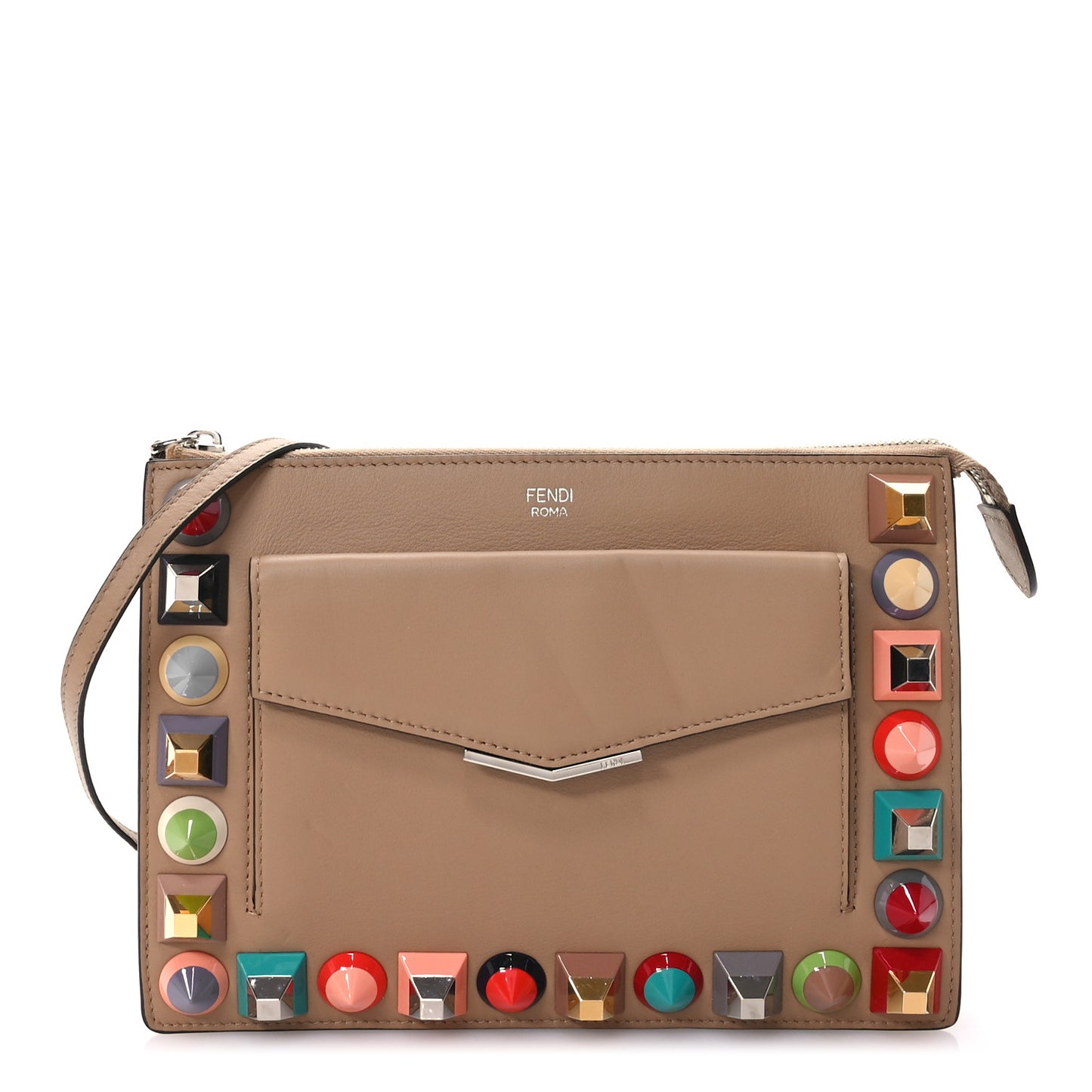 Vitello Dolce Studded Mini 2Jours Pouch Cuoio Multicolor