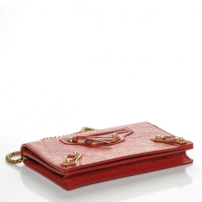 Balenciaga Agneau Gold Metallic Edge Hardware Wallet On Chain Red 4 of 8