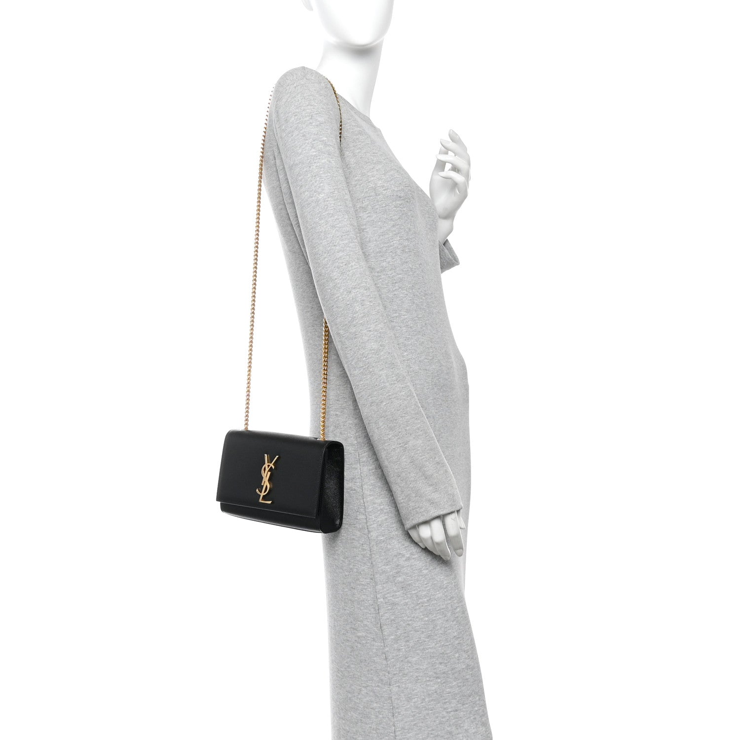 Saint Laurent Grain De Poudre Small Monogram Kate Satchel Black 2 of 9