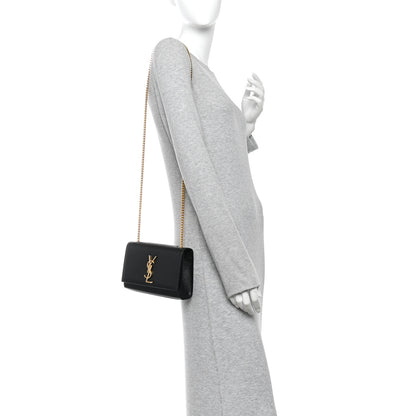 Saint Laurent Grain De Poudre Small Monogram Kate Satchel Black 2 of 9