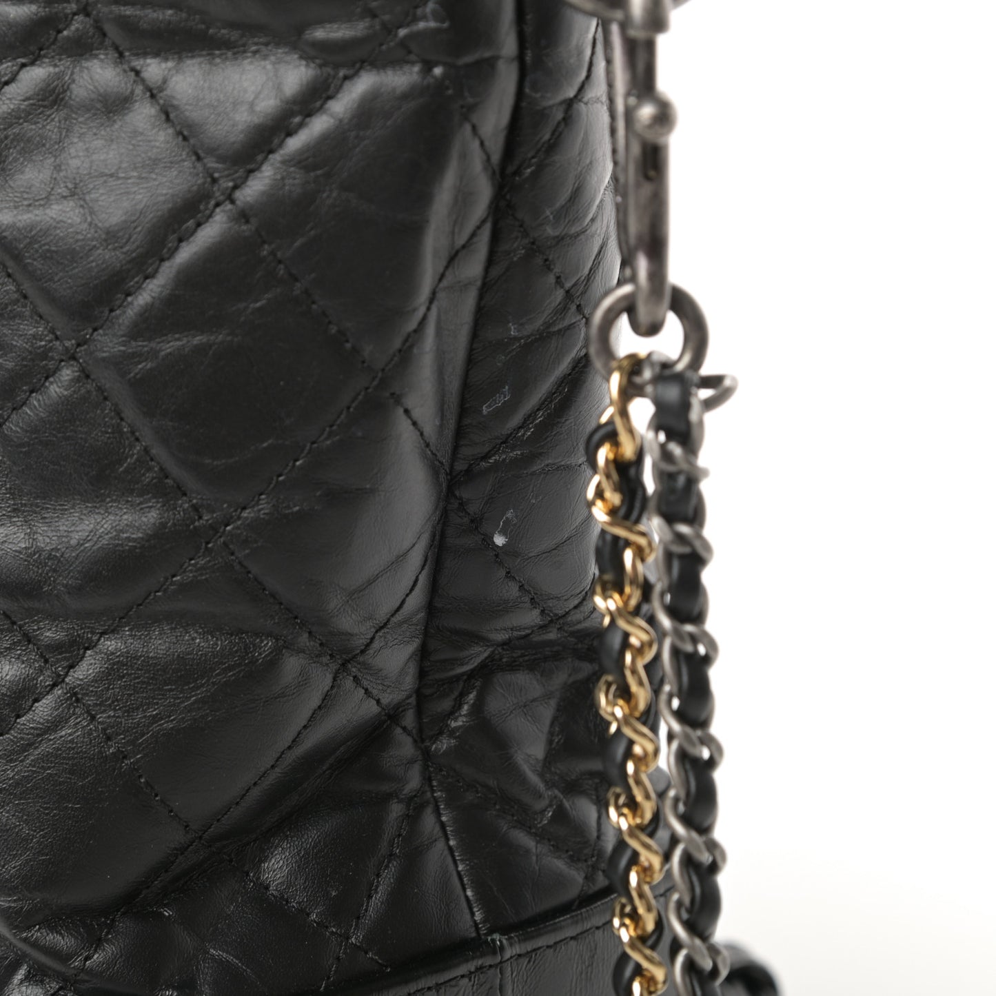 Calfskin Quilted Large Gabrielle Shopping Tote Black