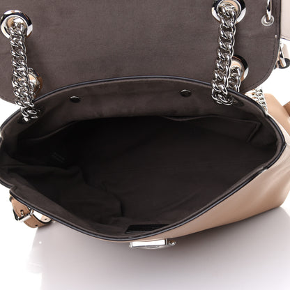 Fendi Vitello Century Pearl Bi-Color Scalloped Back to School Backpack Cuoio Camelia 4 of 4