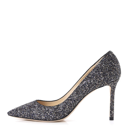 Jimmy Choo Coarse Glitter Pointy Toe Romy 85 Pumps 40.5 Twilight 1 of 8