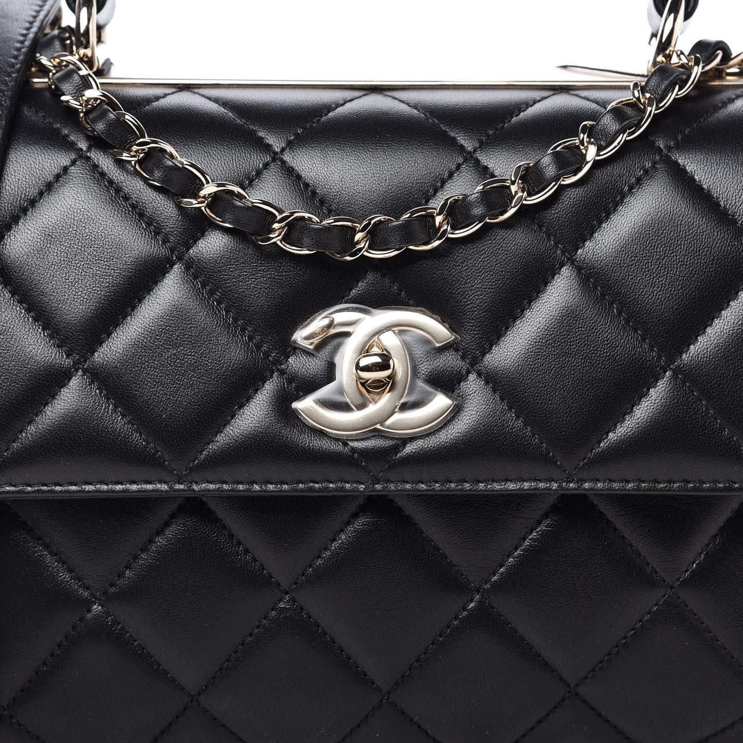 Lambskin Quilted Small Trendy CC Dual Handle Flap Bag Black